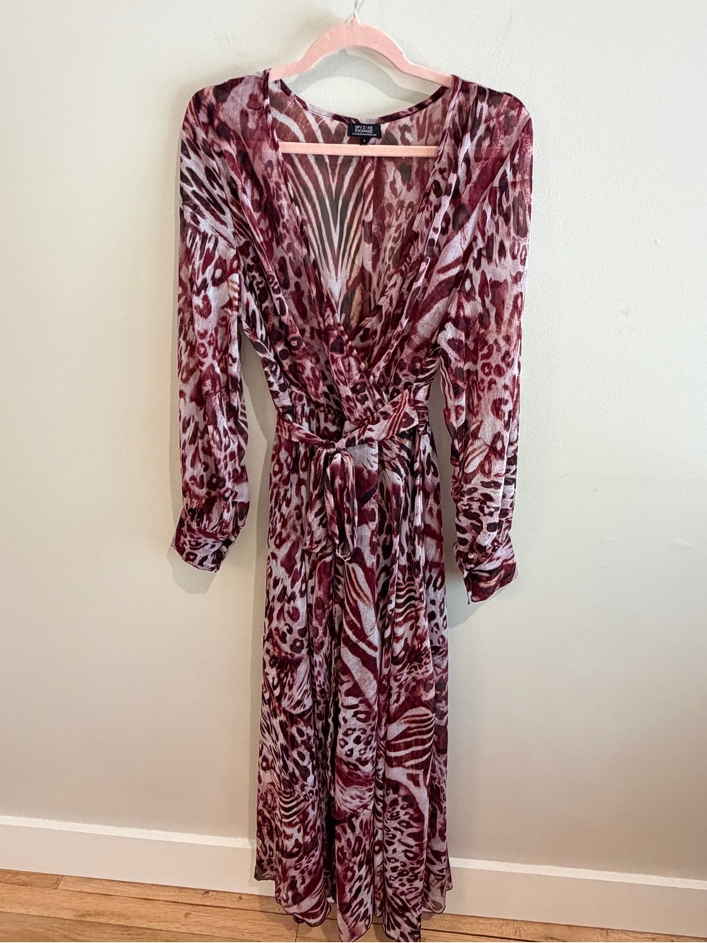 Spy Zone Exchange Burgundy Animal Print Maxi Dress